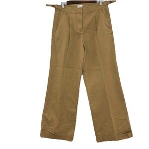 L.L.Bean Women's Pants 10 Pleated Khaki Wide Leg Chino Utility Y2K Cuff Preppy